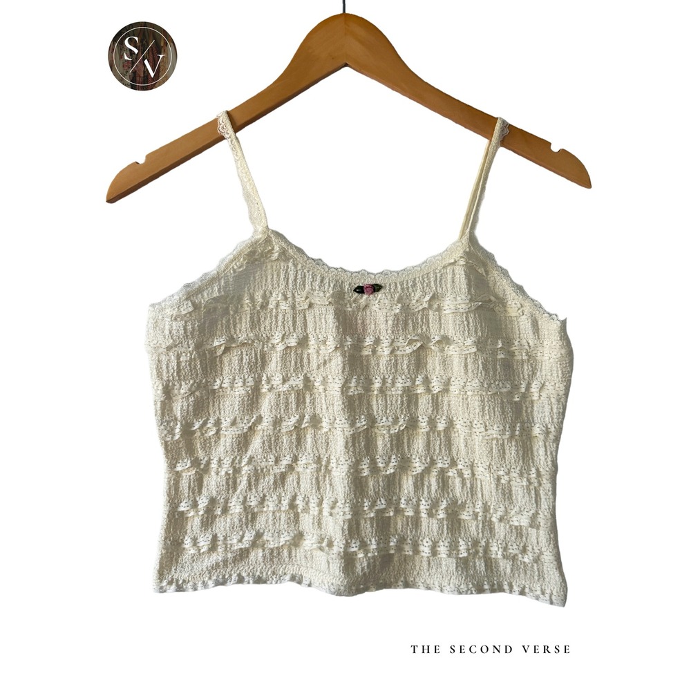 Excellent‎ Unbranded Ruffle Lace Camisole Women Cream Medium